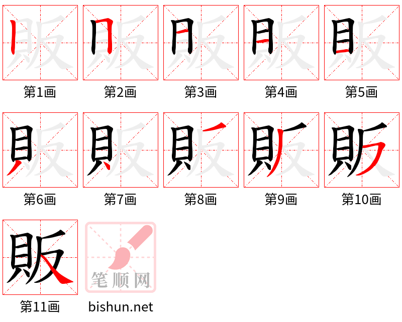 販 笔顺规范