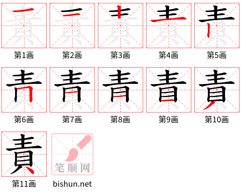 責 笔顺规范