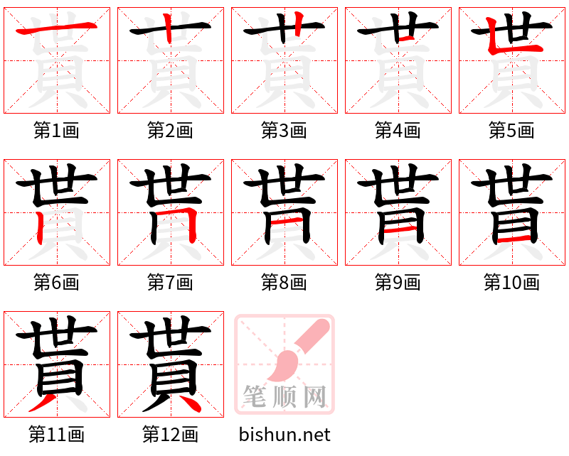 貰 笔顺规范