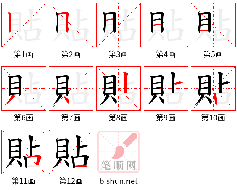 貼 笔顺规范