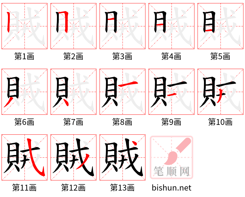 賊 笔顺规范