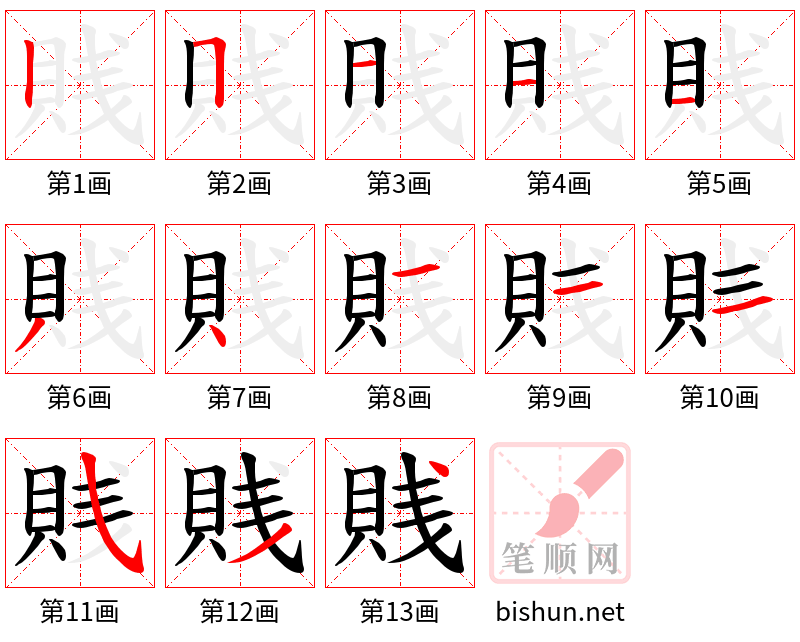 賎 笔顺规范