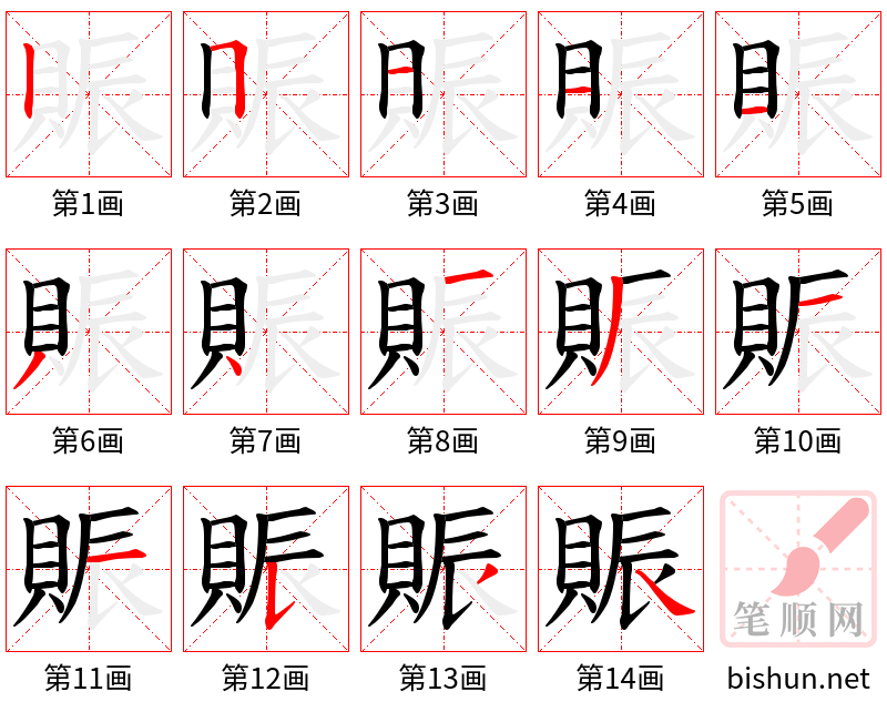 賑 笔顺规范