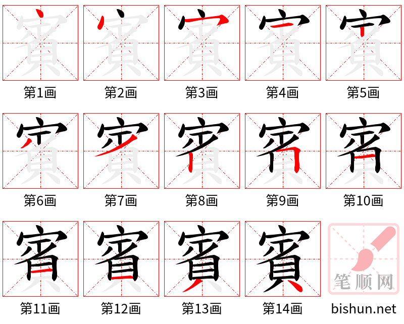 賓 笔顺规范