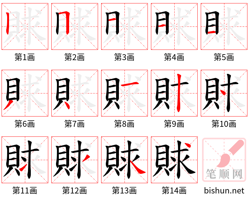 賕 笔顺规范