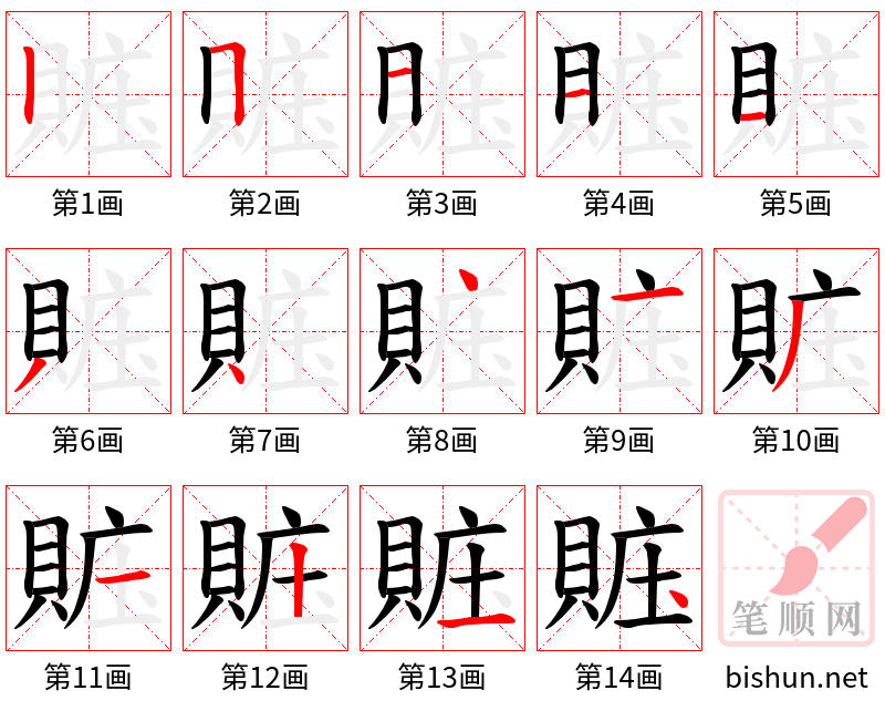 賘 笔顺规范