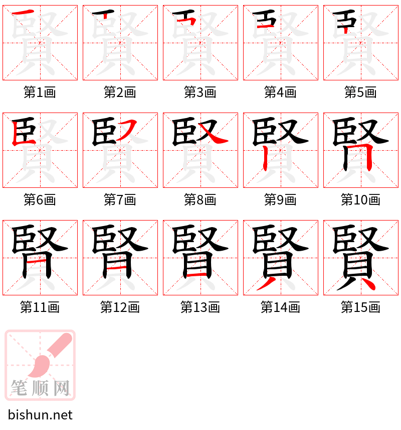 賢 笔顺规范