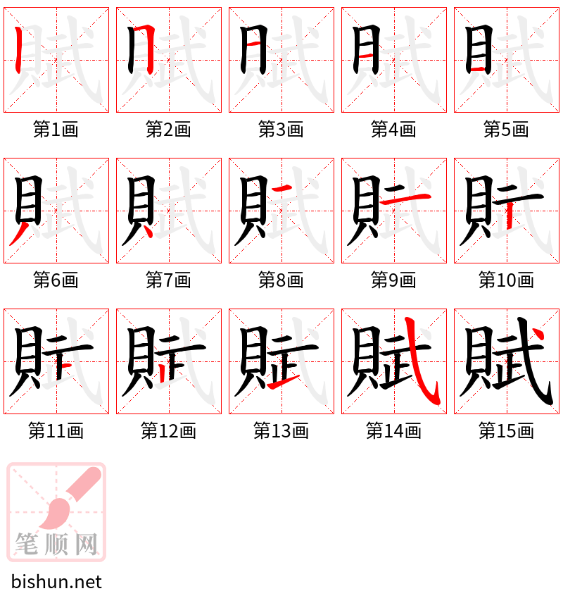 賦 笔顺规范