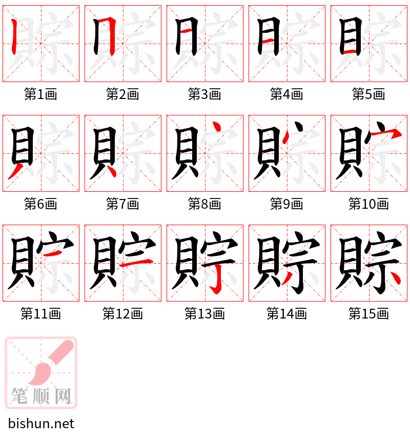 賩 笔顺规范