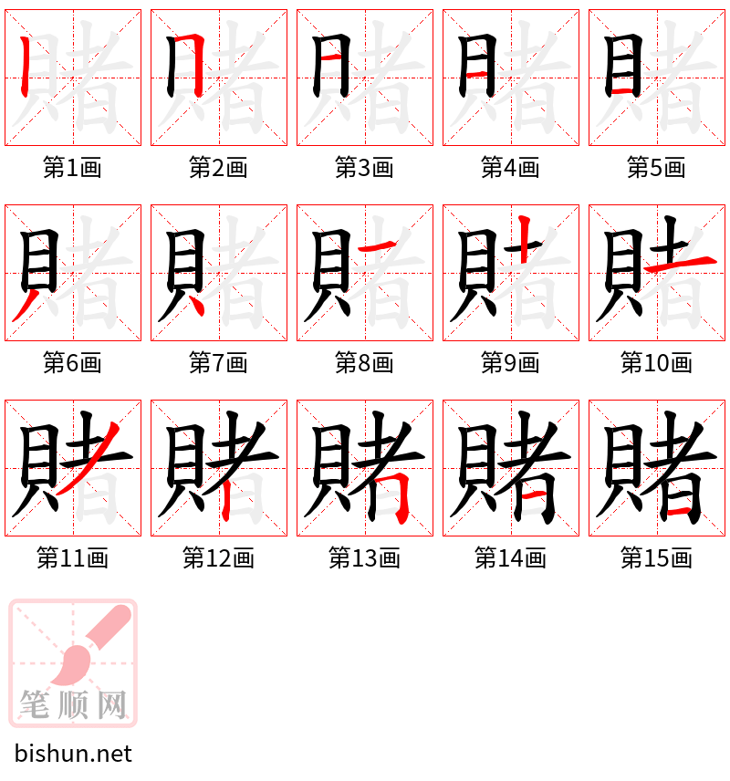 賭 笔顺规范