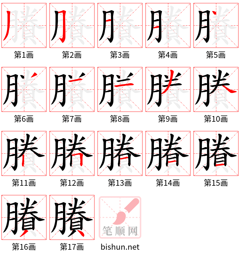 賸 笔顺规范