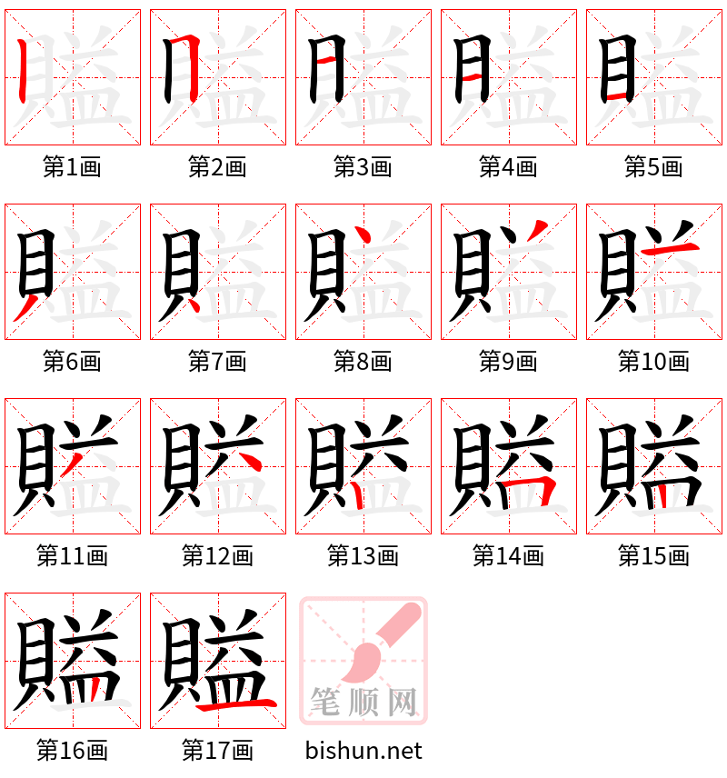 賹 笔顺规范