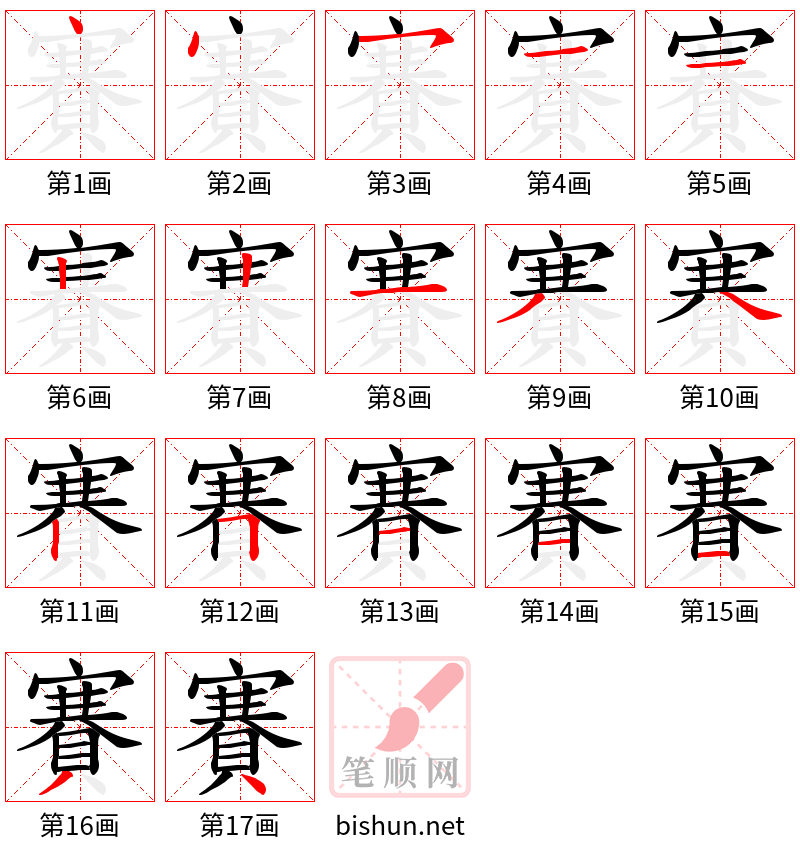 賽 笔顺规范