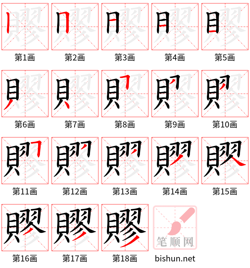 賿 笔顺规范