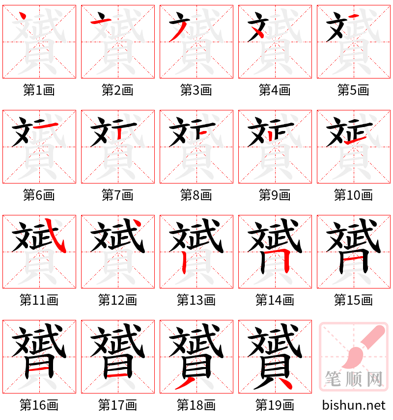 贇 笔顺规范