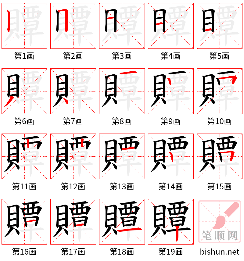 贉 笔顺规范