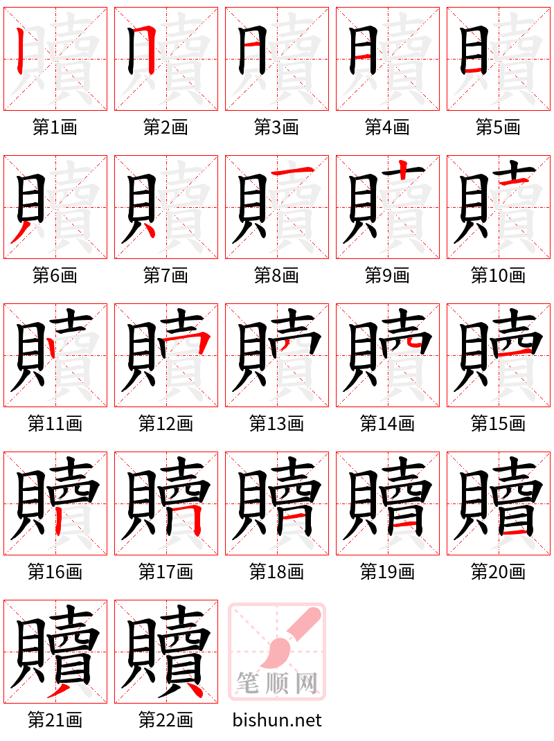 贖 笔顺规范