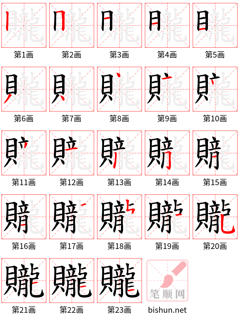 贚 笔顺规范