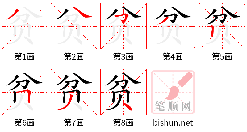 贫 笔顺规范