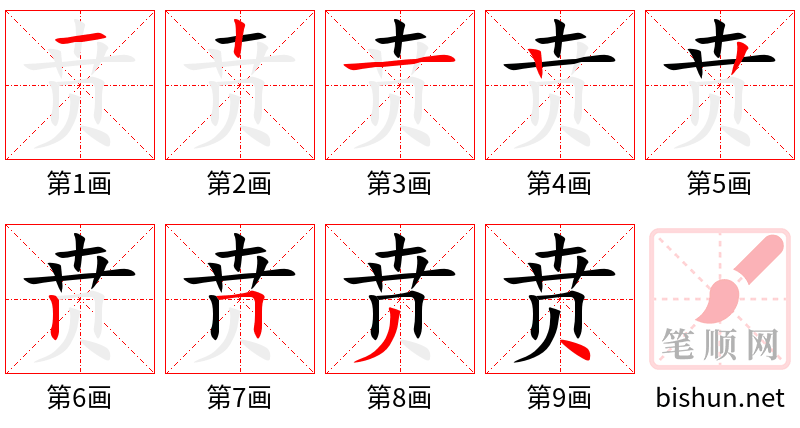 贲 笔顺规范