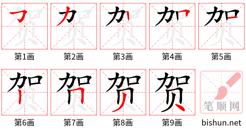 贺 笔顺规范