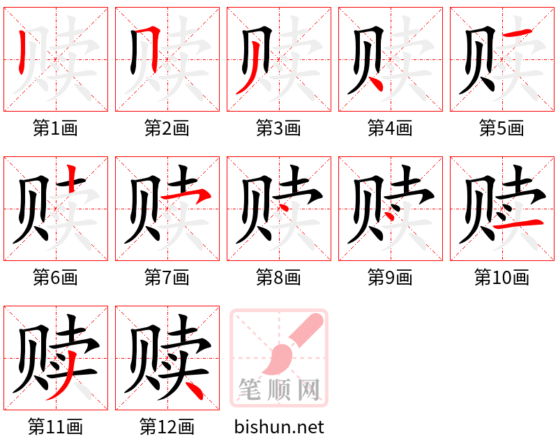 赎 笔顺规范