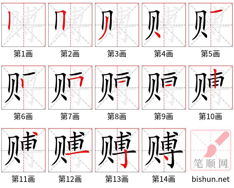 赙 笔顺规范