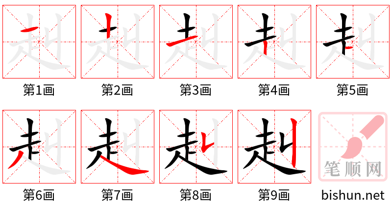 赳 笔顺规范