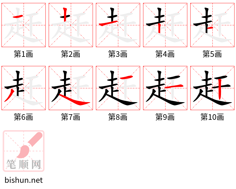 赶 笔顺规范