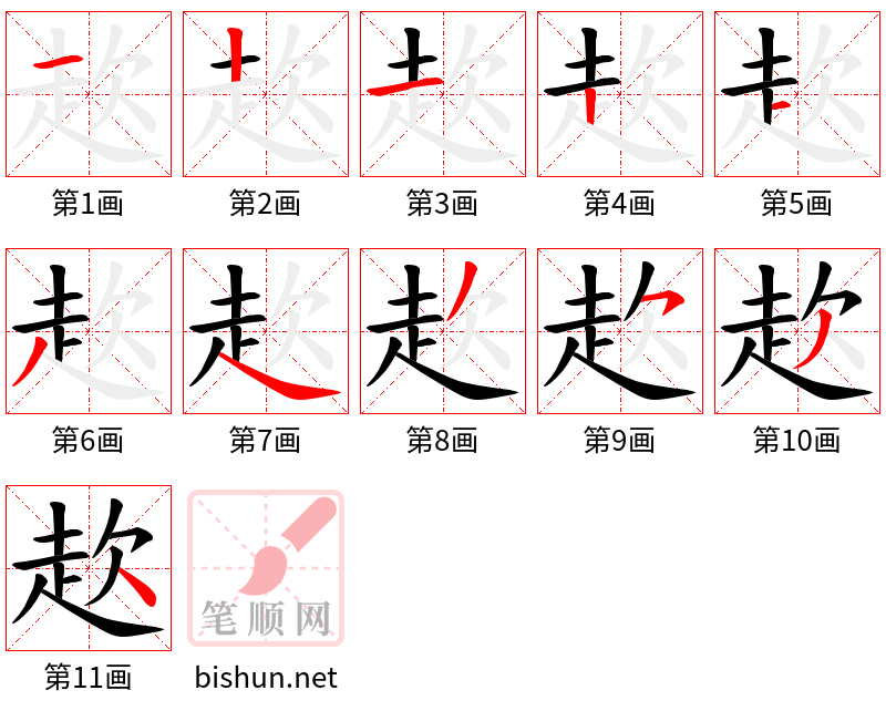 赼 笔顺规范