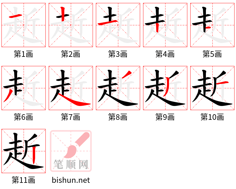 赾 笔顺规范