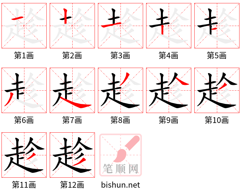 趁 笔顺规范