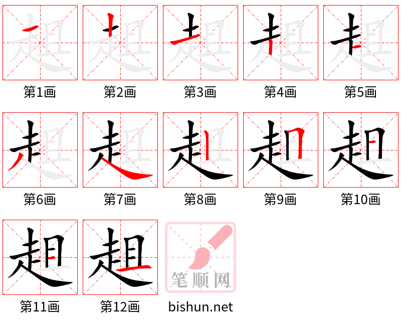 趄 笔顺规范