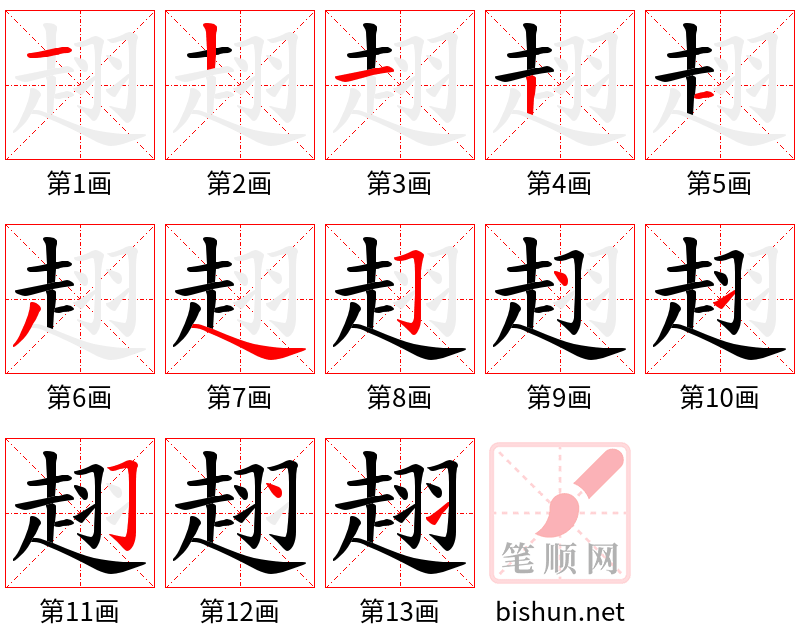 趐 笔顺规范