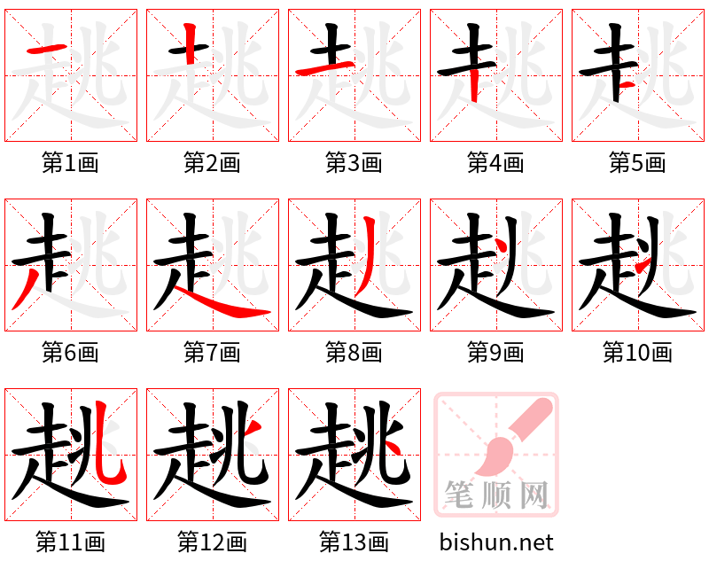 趒 笔顺规范