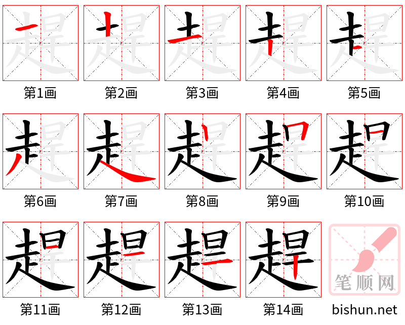 趕 笔顺规范