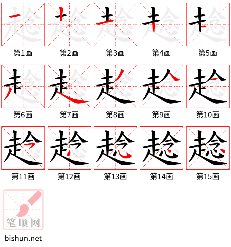 趝 笔顺规范