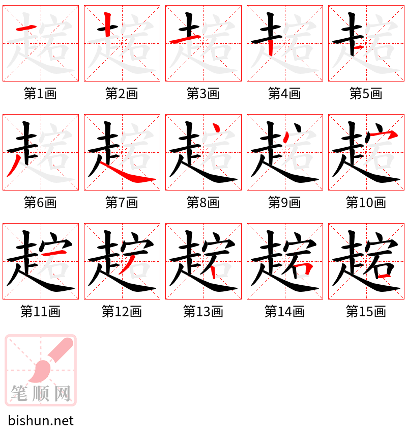 趤 笔顺规范