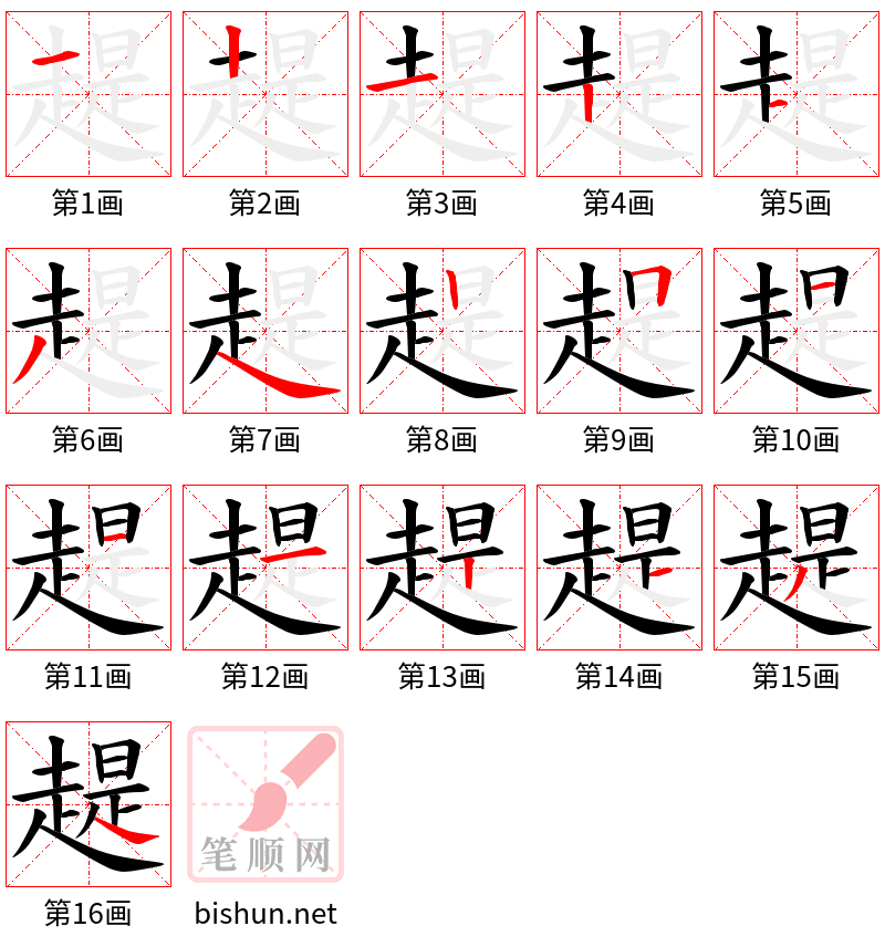 趧 笔顺规范