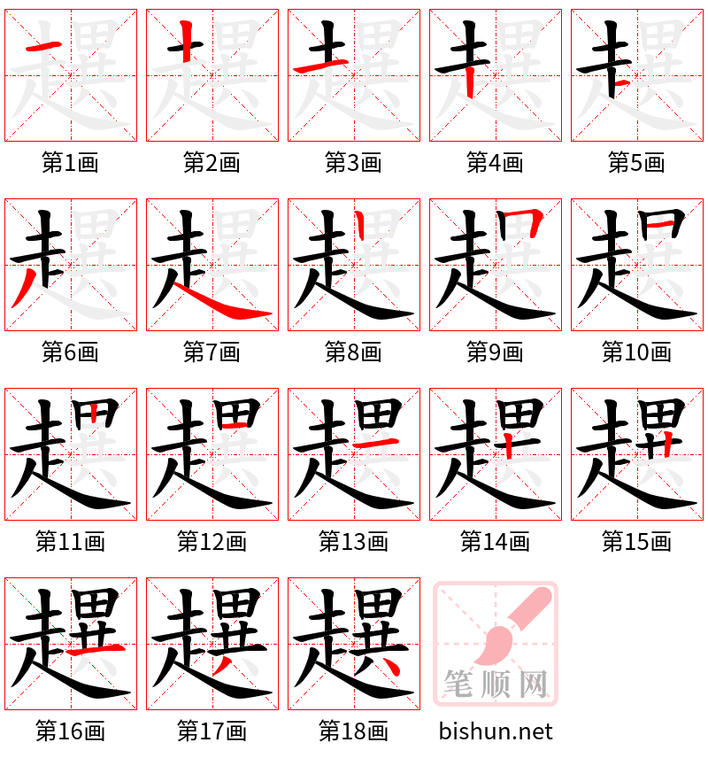 趩 笔顺规范