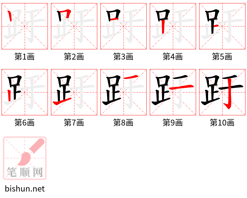 趶 笔顺规范