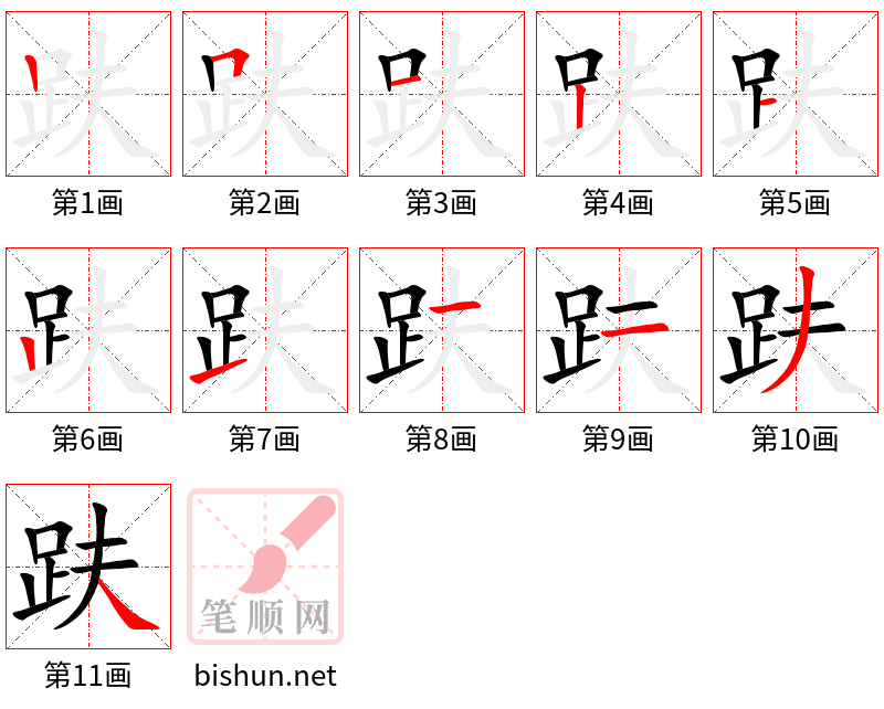 趺 笔顺规范