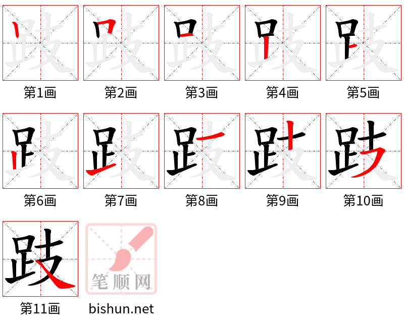 跂 笔顺规范