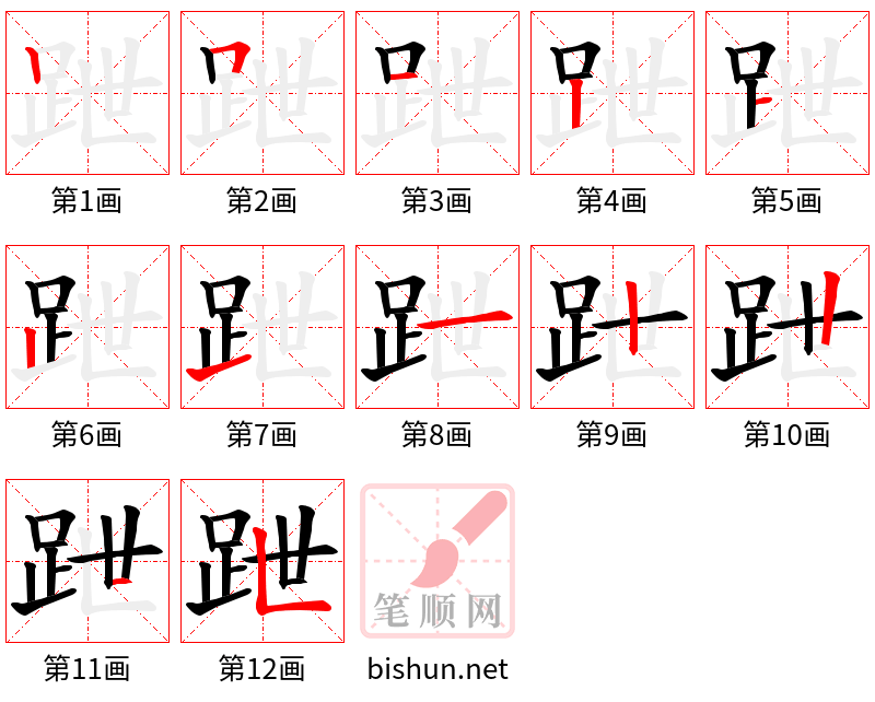 跇 笔顺规范