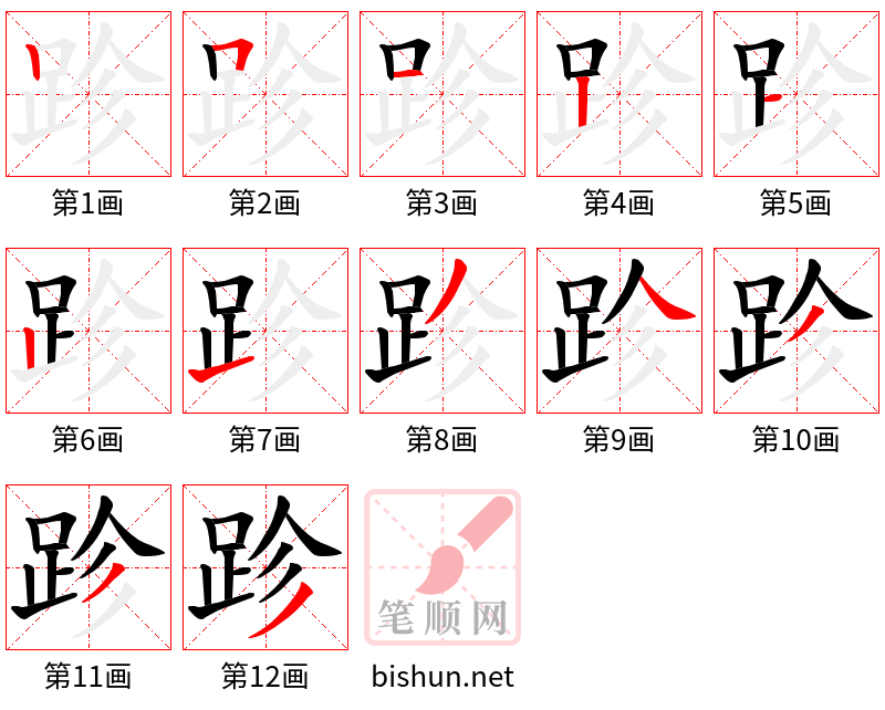 跈 笔顺规范