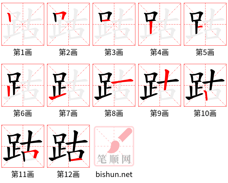 跍 笔顺规范