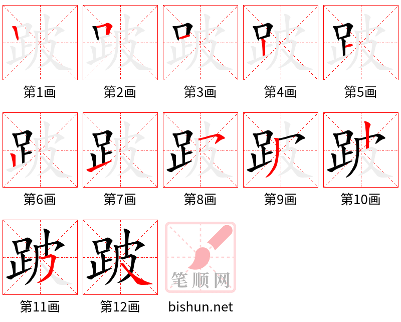 跛 笔顺规范