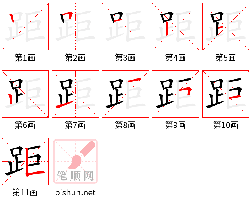 距 笔顺规范