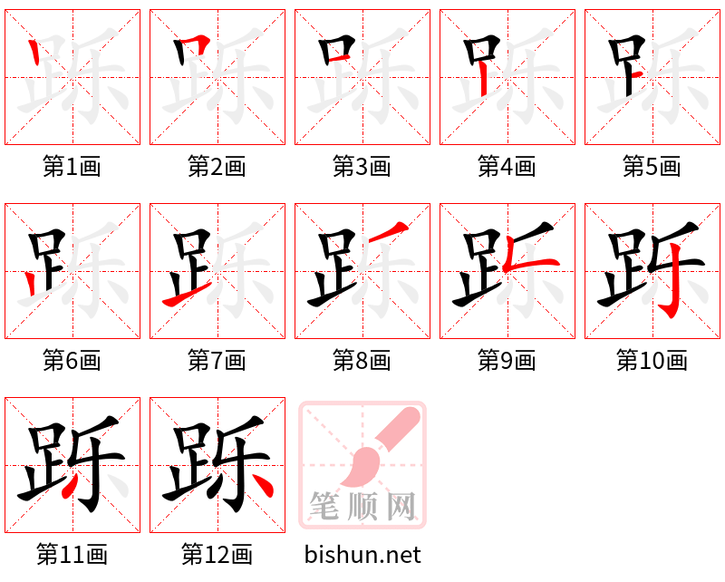 跞 笔顺规范