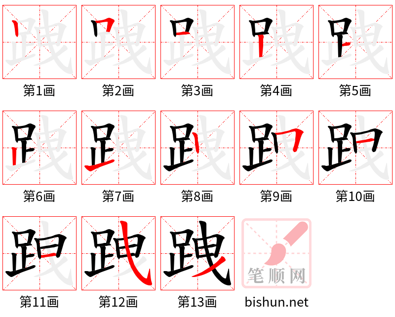 跩 笔顺规范